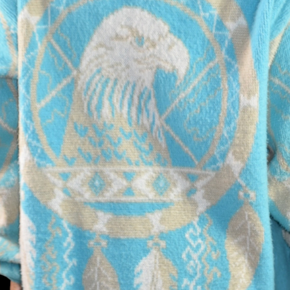 Vintage Artesanias Tuntaquimba Wool Jacket Blue Blanket Southwestern Eagle Large - Picture 5 of 15